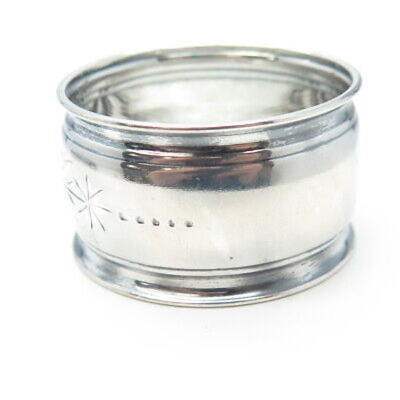 WALKER HALL 925 Sterling Silver Antique Art Deco Engraved Napkin Ring Holder 257